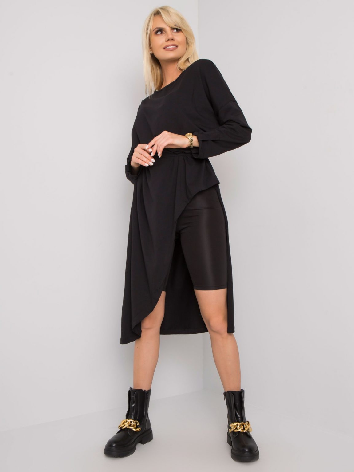 Czarna bawełniana tunika oversize Brenda