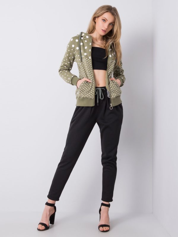 Khaki dres w groszki z kapturem