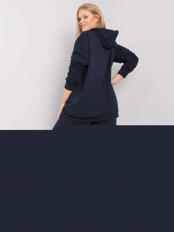 Granatowy dwuczęściowy komplet plus size Shaquand