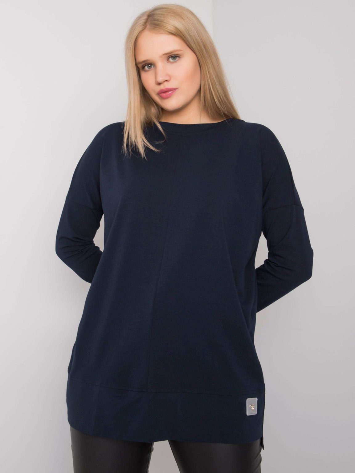 Granatowa gładka bluzka plus size Kalise