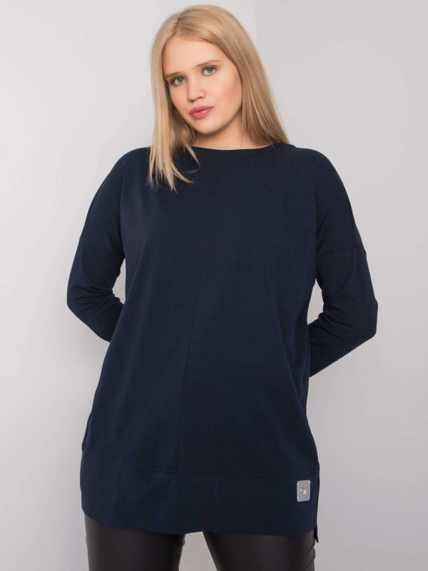 Granatowa gładka bluzka plus size Kalise