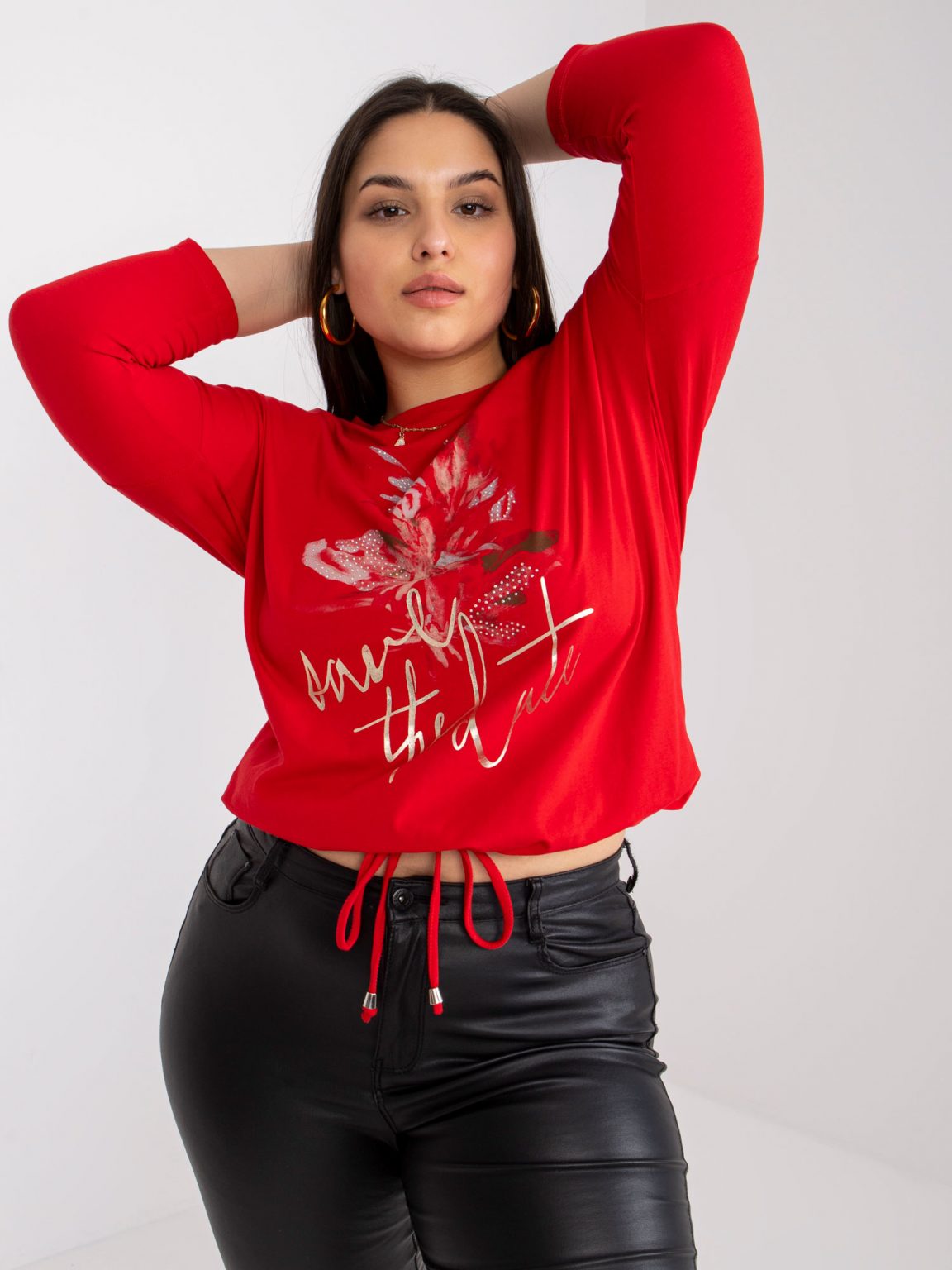 Czerwona bluzka plus size z okrągłym dekoltem Margot