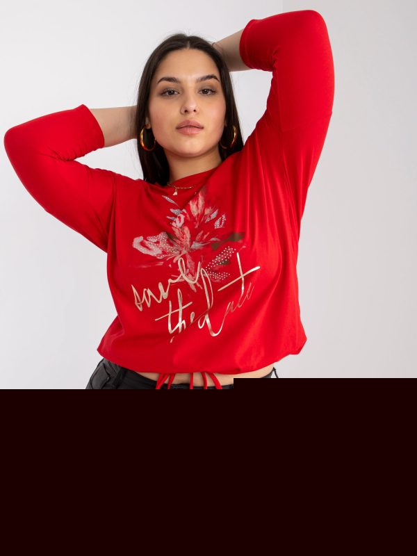 Czerwona bluzka plus size z okrągłym dekoltem Margot
