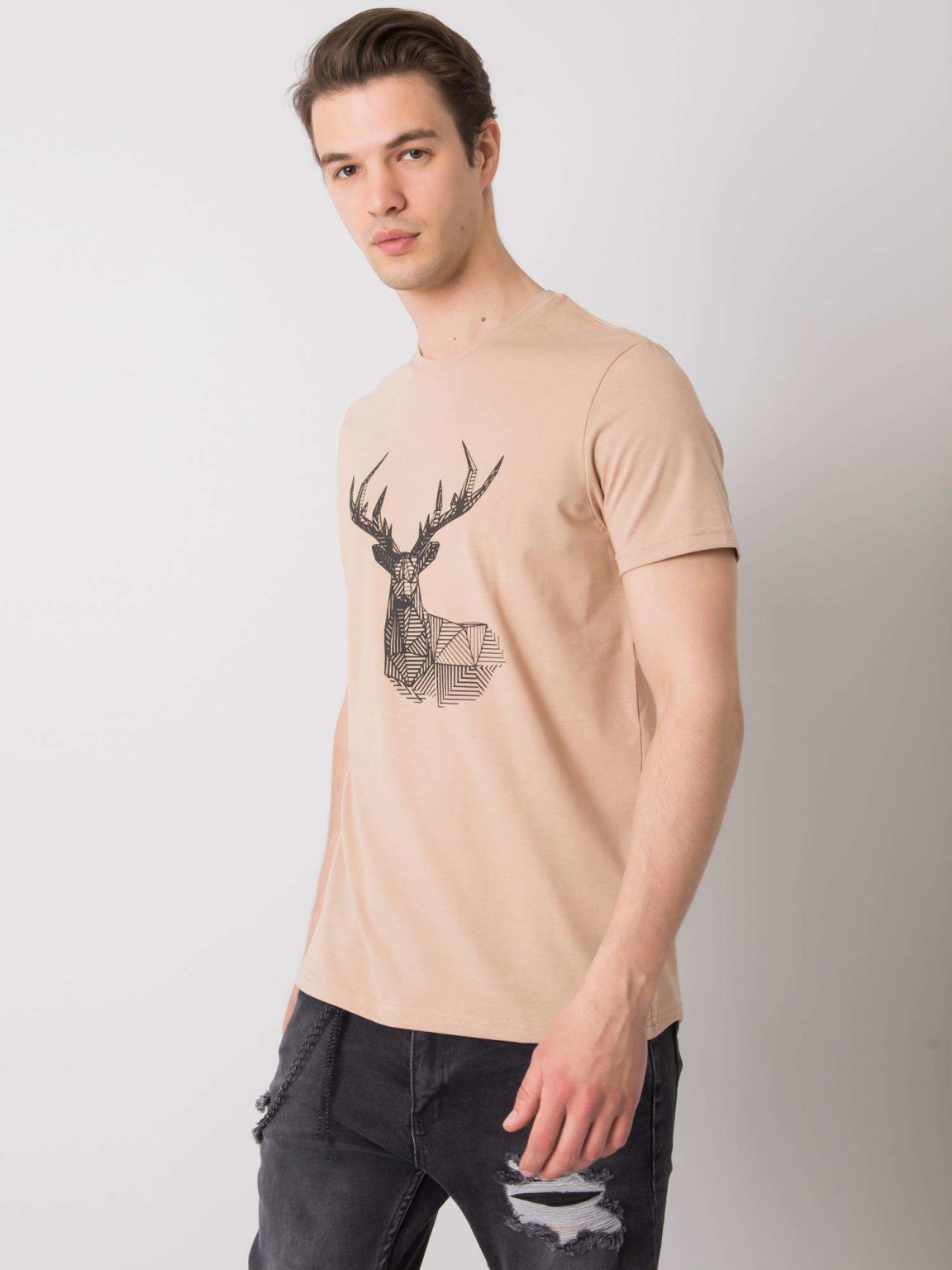 Beżowy t-shirt męski Carson LIWALI