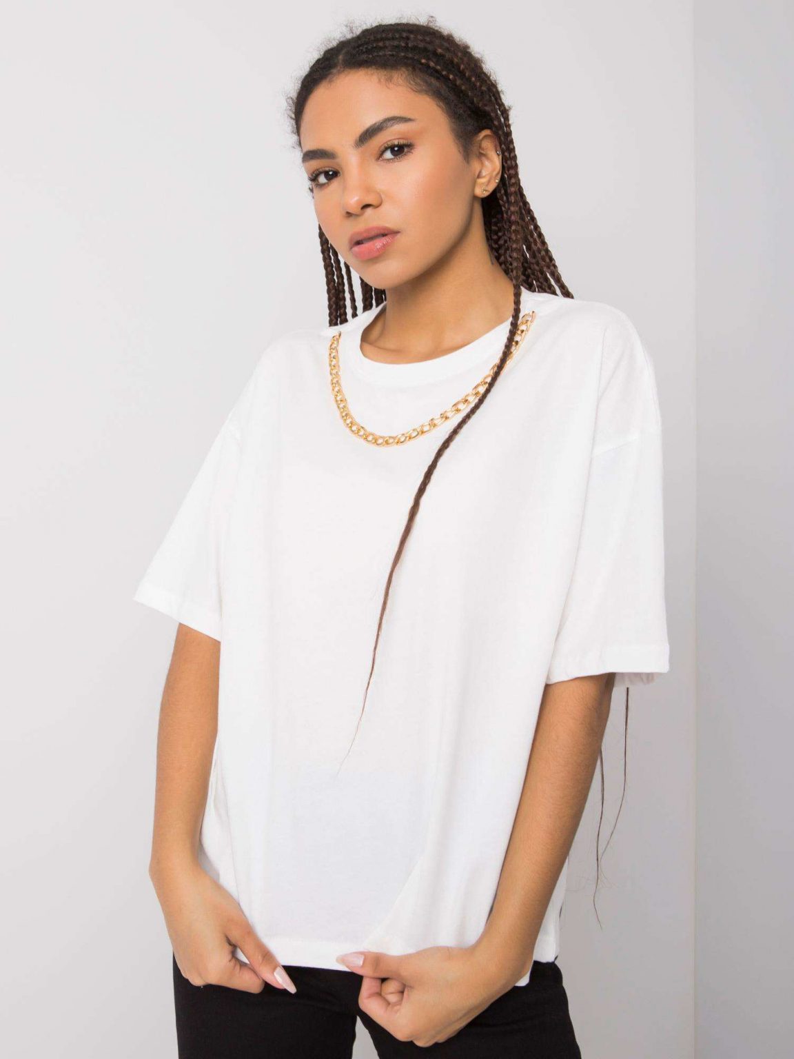 Biały t-shirt bawełniany Donna RUE PARIS