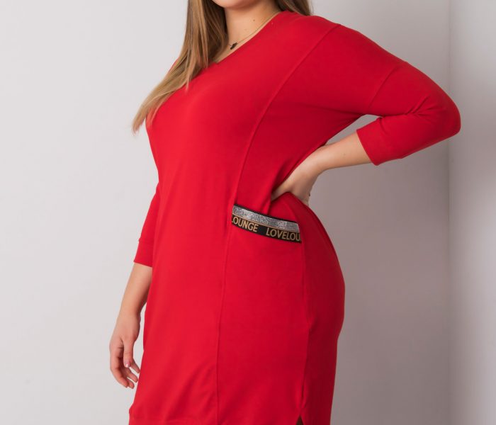 Hurtownia Czerwona sukienka plus size z kieszeniami Susan
