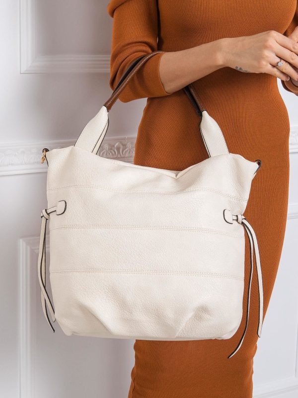 Ecru torba na ramię z ekoskóry