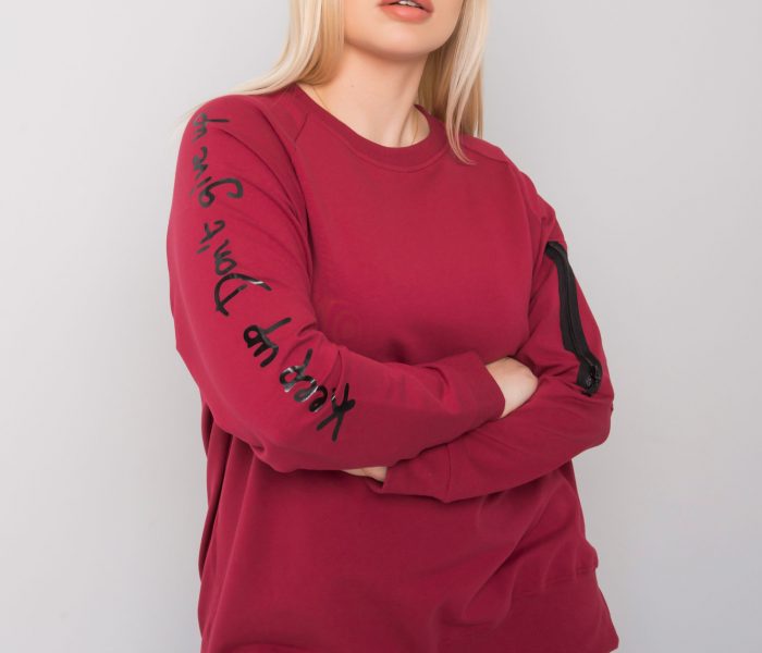 Hurtownia Bordowa tunika dresowa plus size Parma