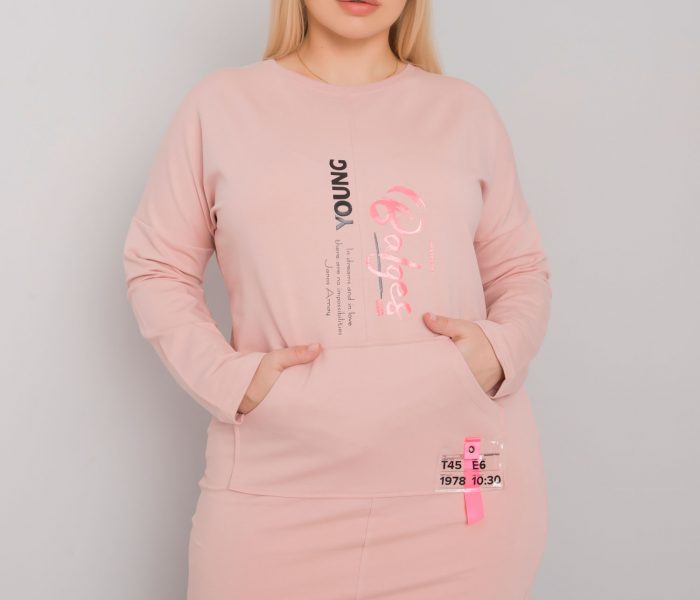 Hurtownia Brudnoróżowa sukienka dresowa plus size Akira