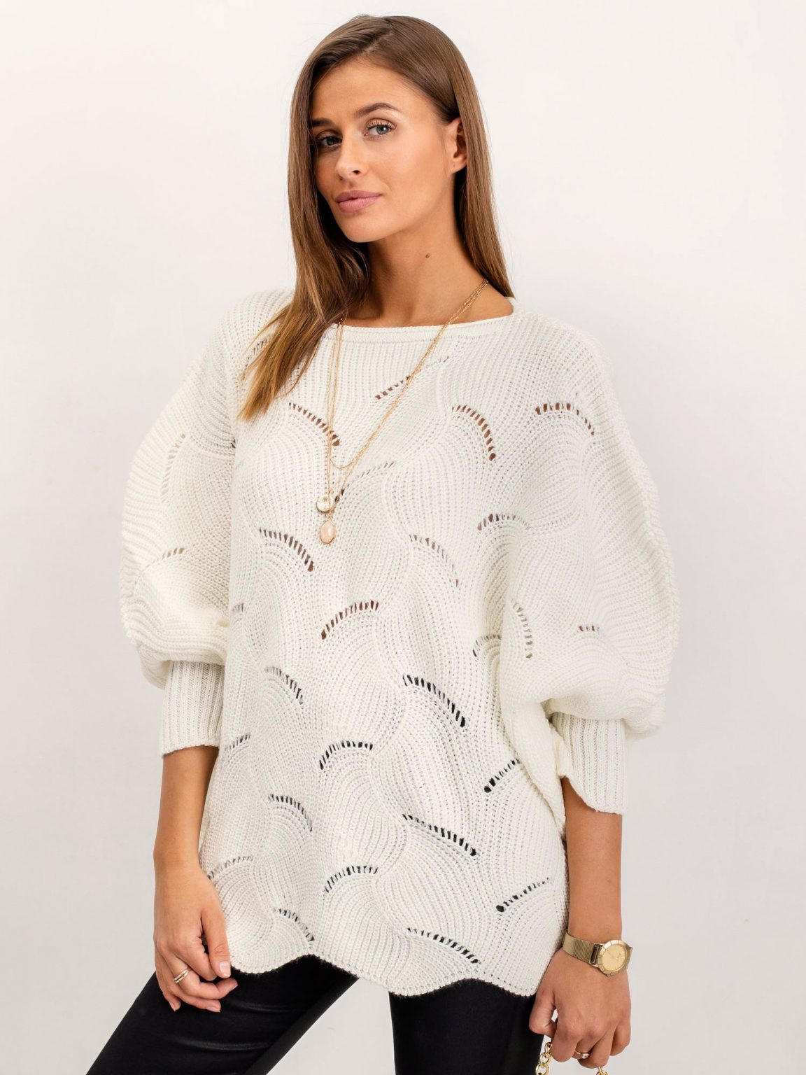 Ecru sweter Poncho