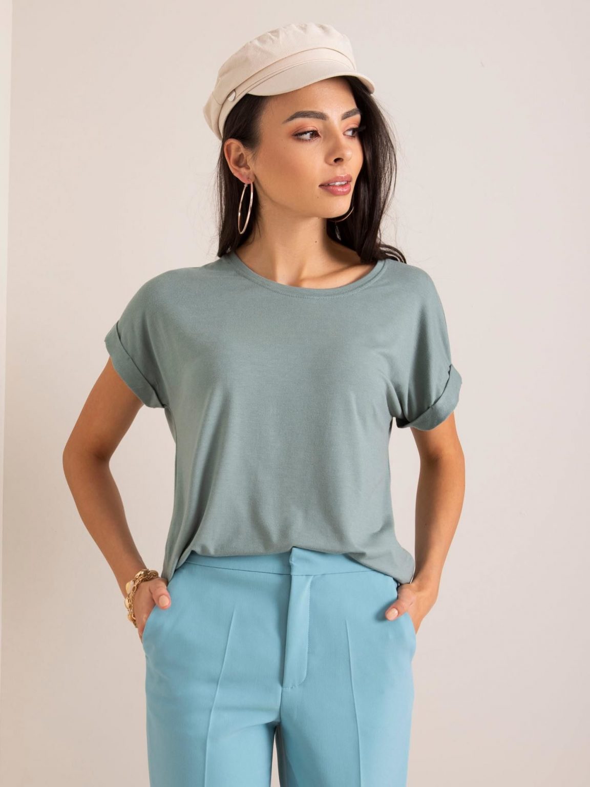Szaro-zielony t-shirt Ariane RUE PARIS
