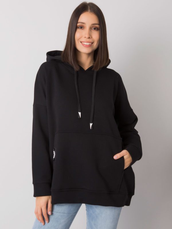 Czarna bluza kangurka plus size Josefina