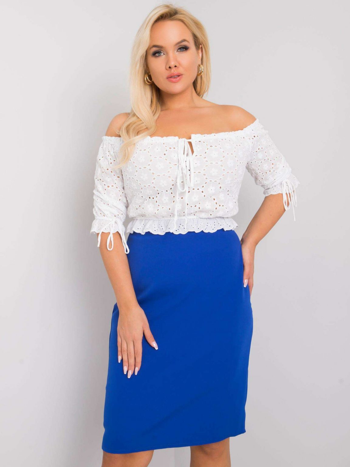 Kobaltowa ołówkowa spódnica plus size Sally