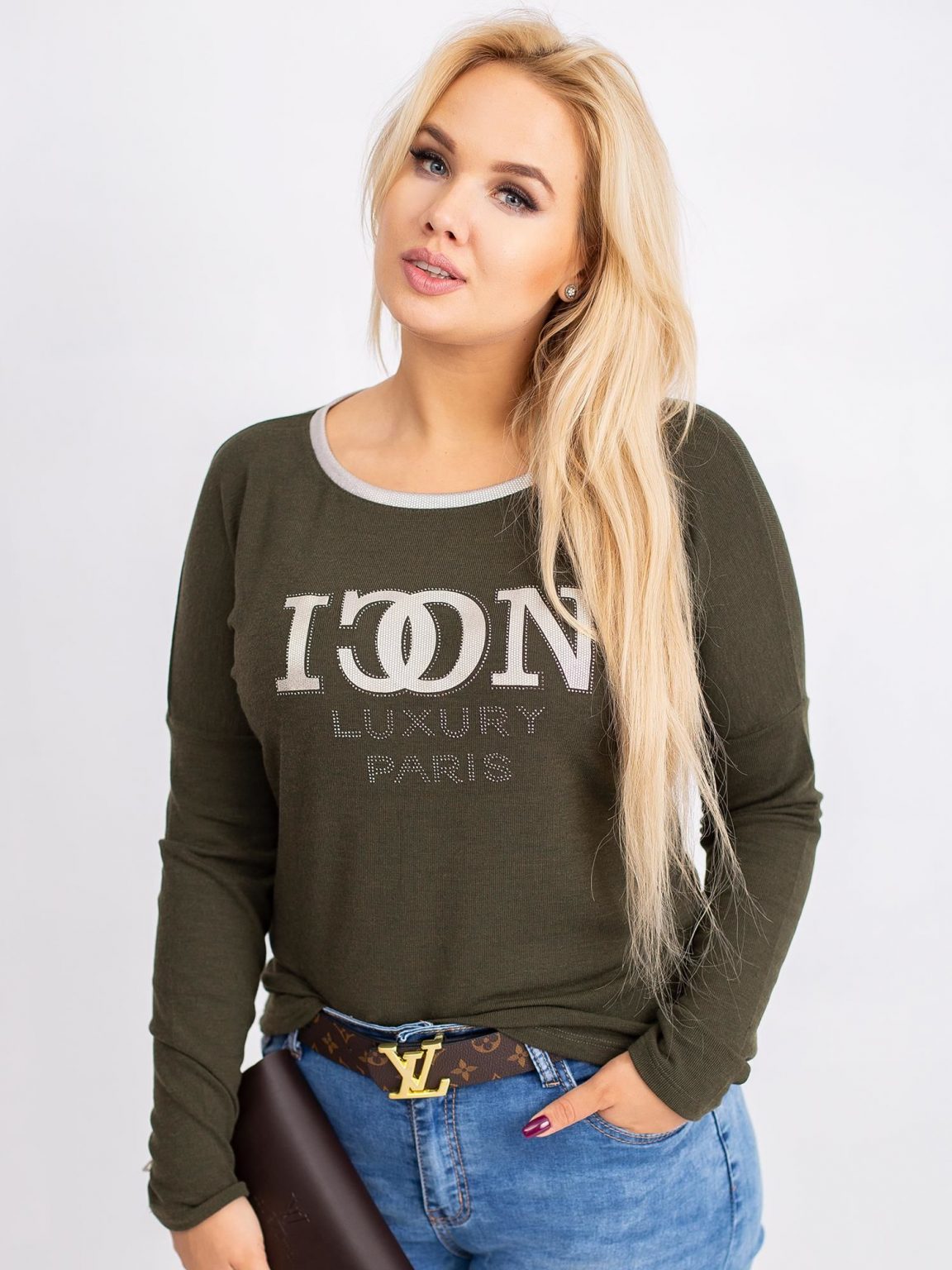 Khaki bluzka plus size Luxor