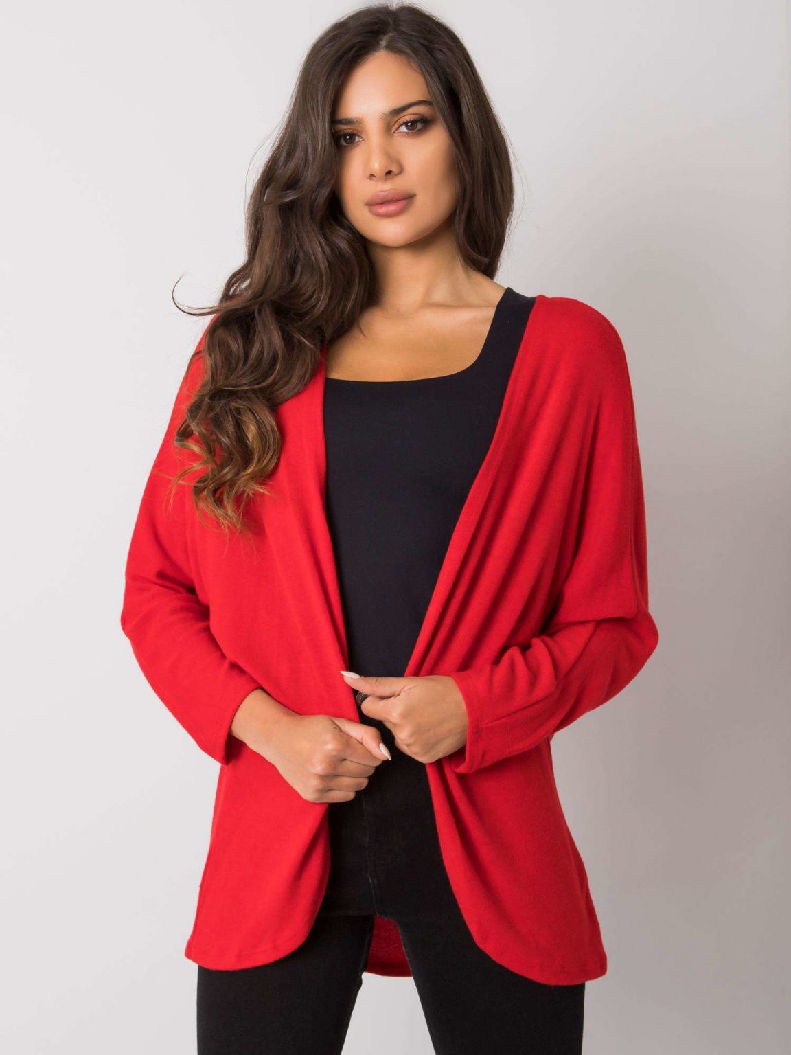 Czerwona narzutka dzianinowa Rubbie