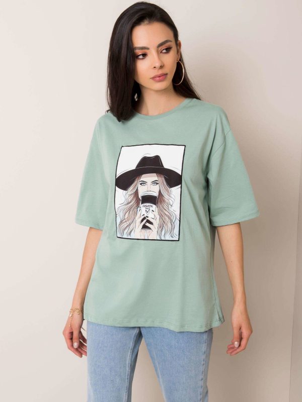 Miętowy t-shirt Madame RUE PARIS