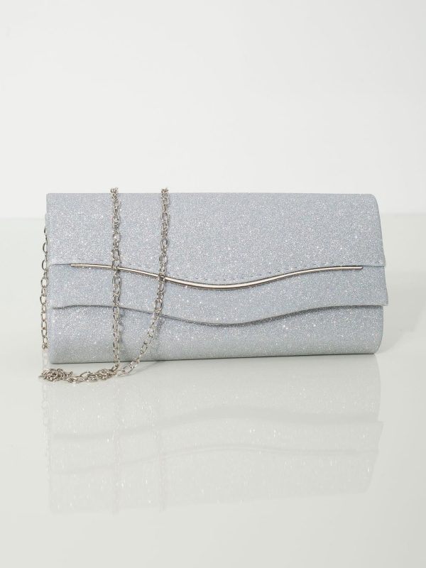 Srebrna podłużna torebka wizytowa