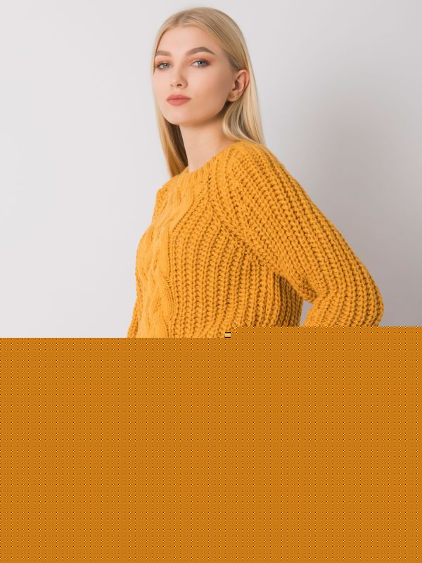 Musztardowy sweter z warkoczami Belfast RUE PARIS