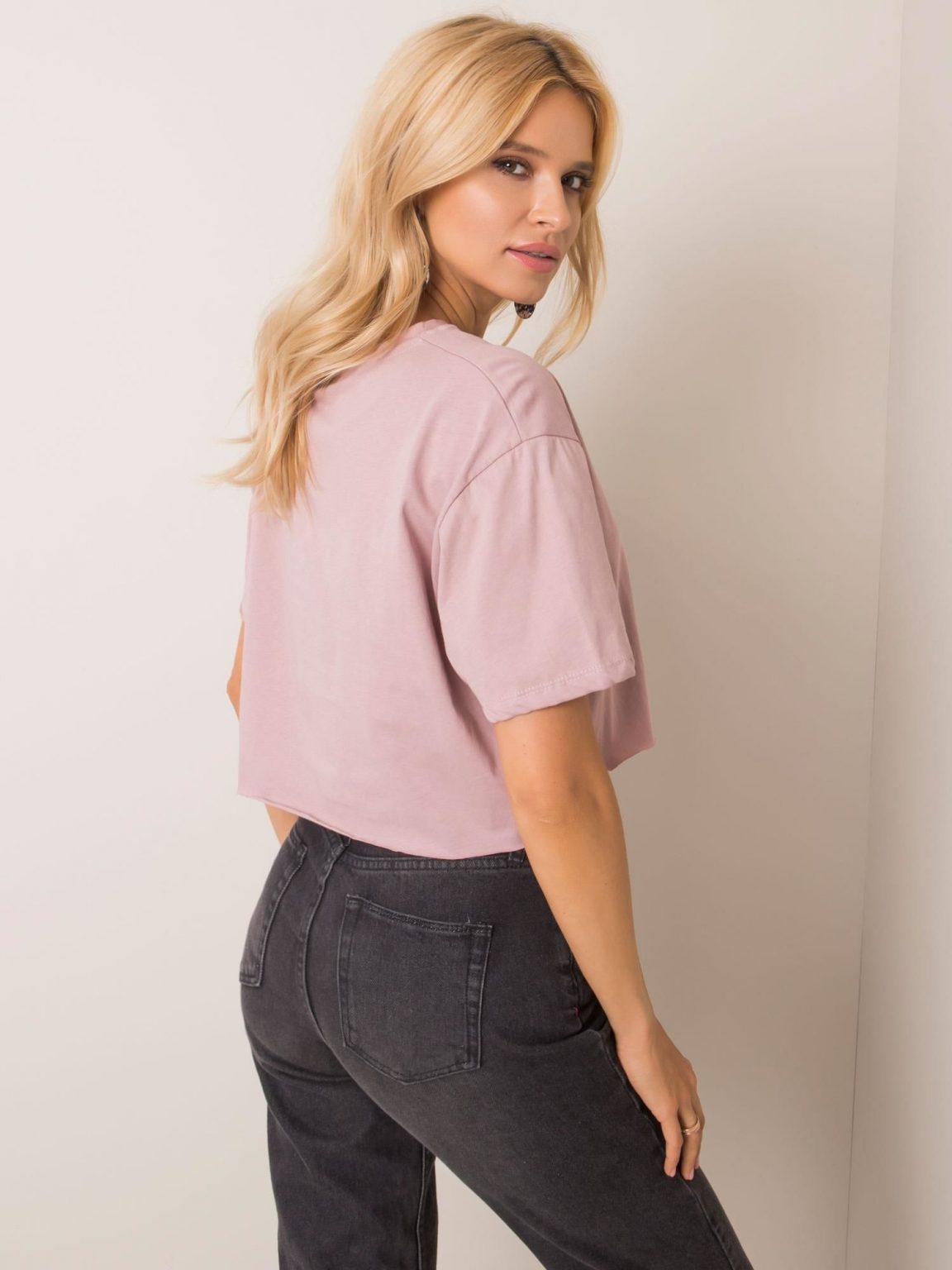 Brudnoróżowy t-shirt Vicky RUE PARIS