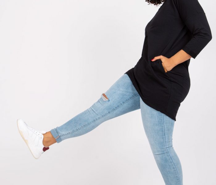Hurtownia Czarna dresowa tunika plus size na co dzień Sue