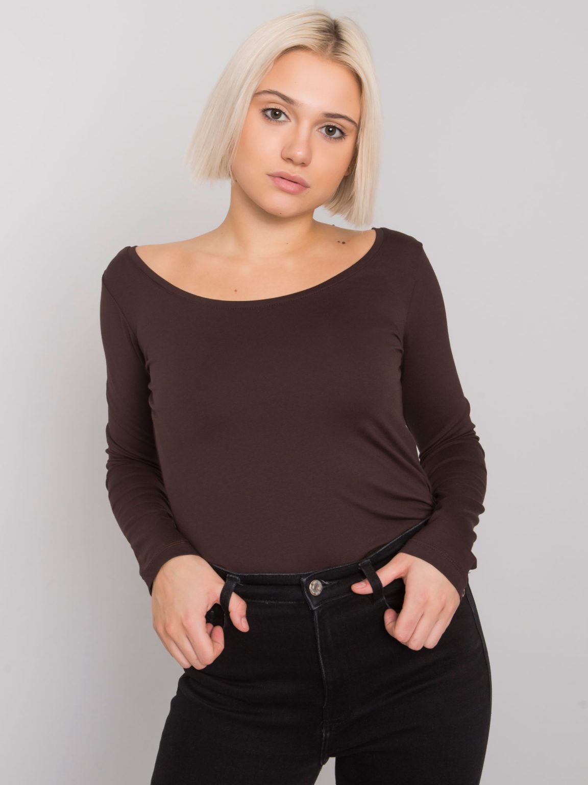 Ciemnobrązowa bluzka basic Toulouse