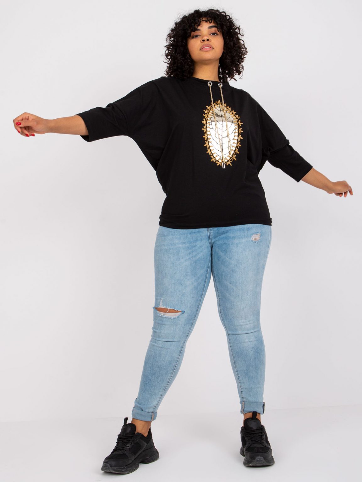 Czarna bluzka plus size na co dzień Vera