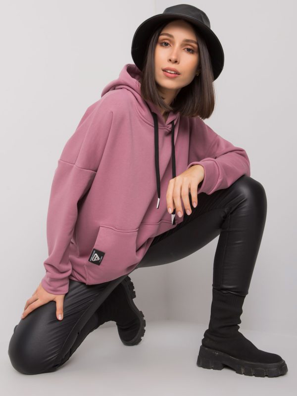 Brudnoróżowa bluza kangurka plus size Josefina