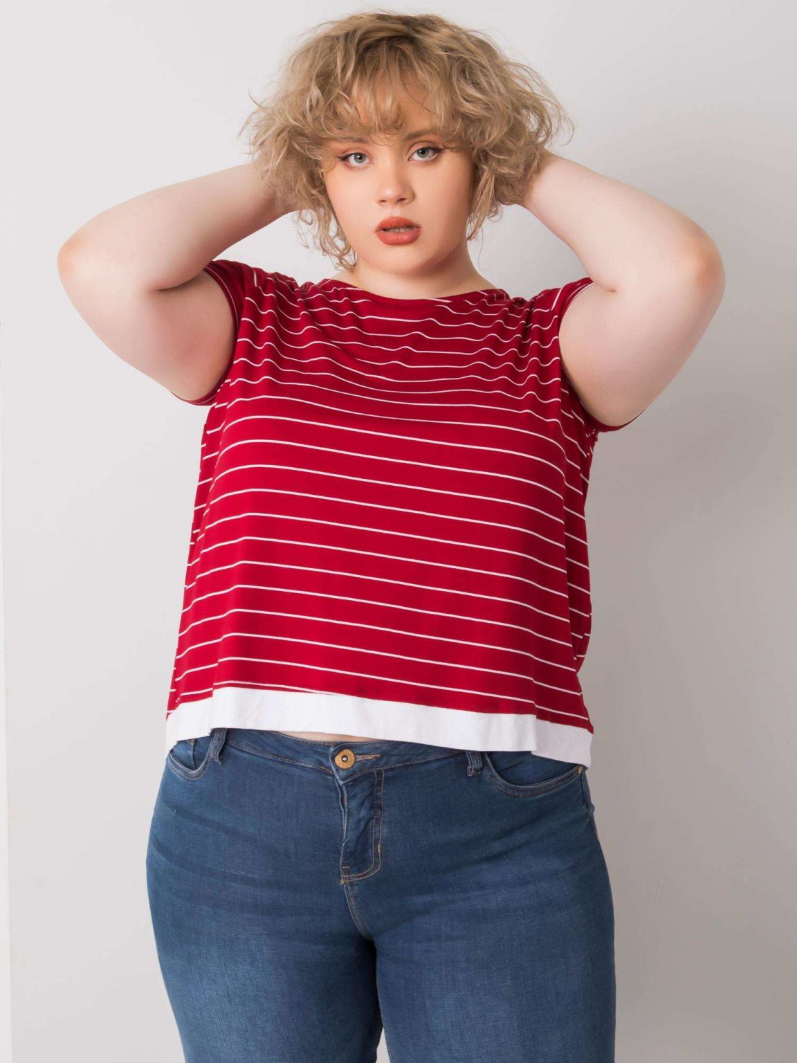 Bordowa bluzka plus size z nadrukiem Lilianne