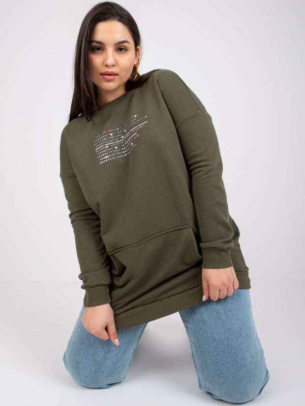 Khaki dresowa bluza plus size kangurka Desiree