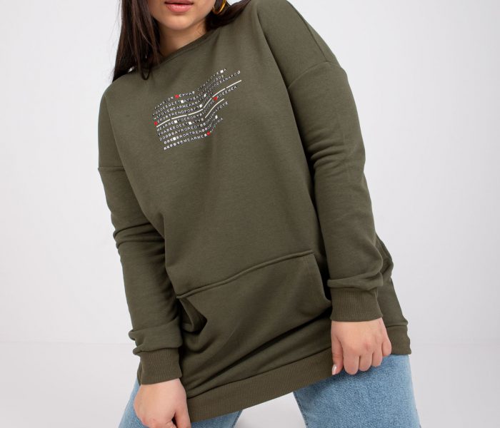 Hurtownia Khaki dresowa bluza plus size kangurka Desiree