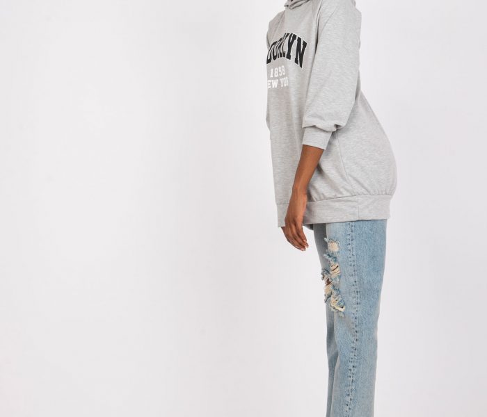 Hurtownia Szara melanżowa bluza dresowa oversize Roxane