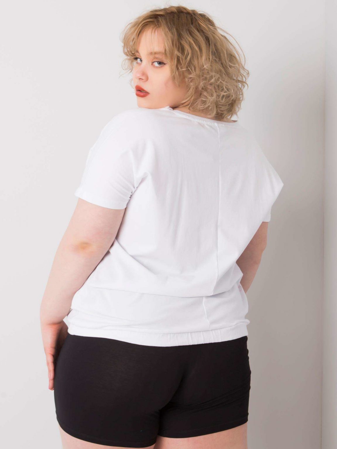Biała bluzka plus size ze ściągaczem Addyson