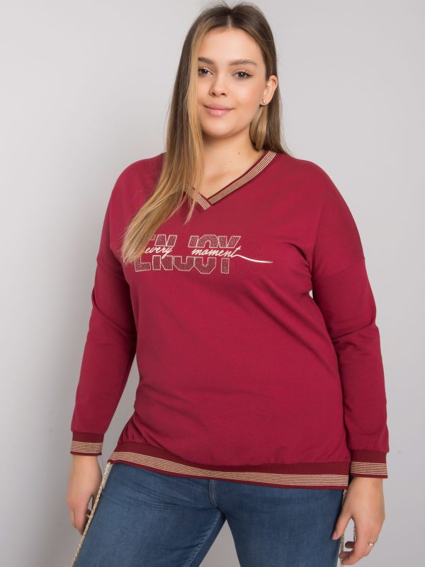 Bordowa bluzka plus size z aplikacją Lila