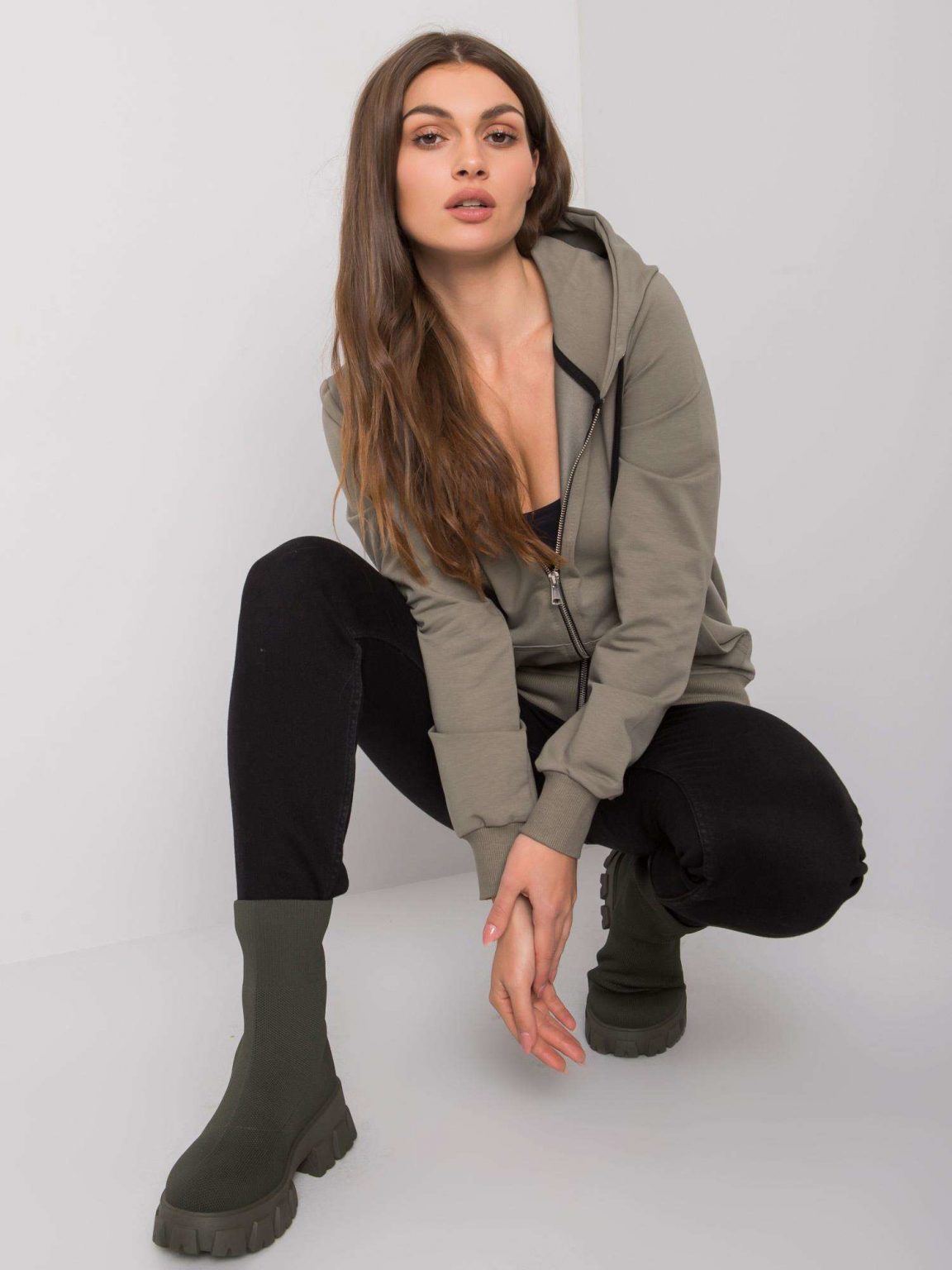 Khaki bluza z kapturem Sachi RUE PARIS