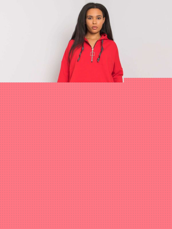 Czerwona bawełniana bluza plus size Adreana