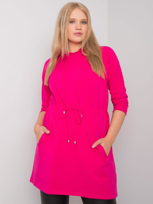 Fuksjowa bluza plus size z kapturem Norina