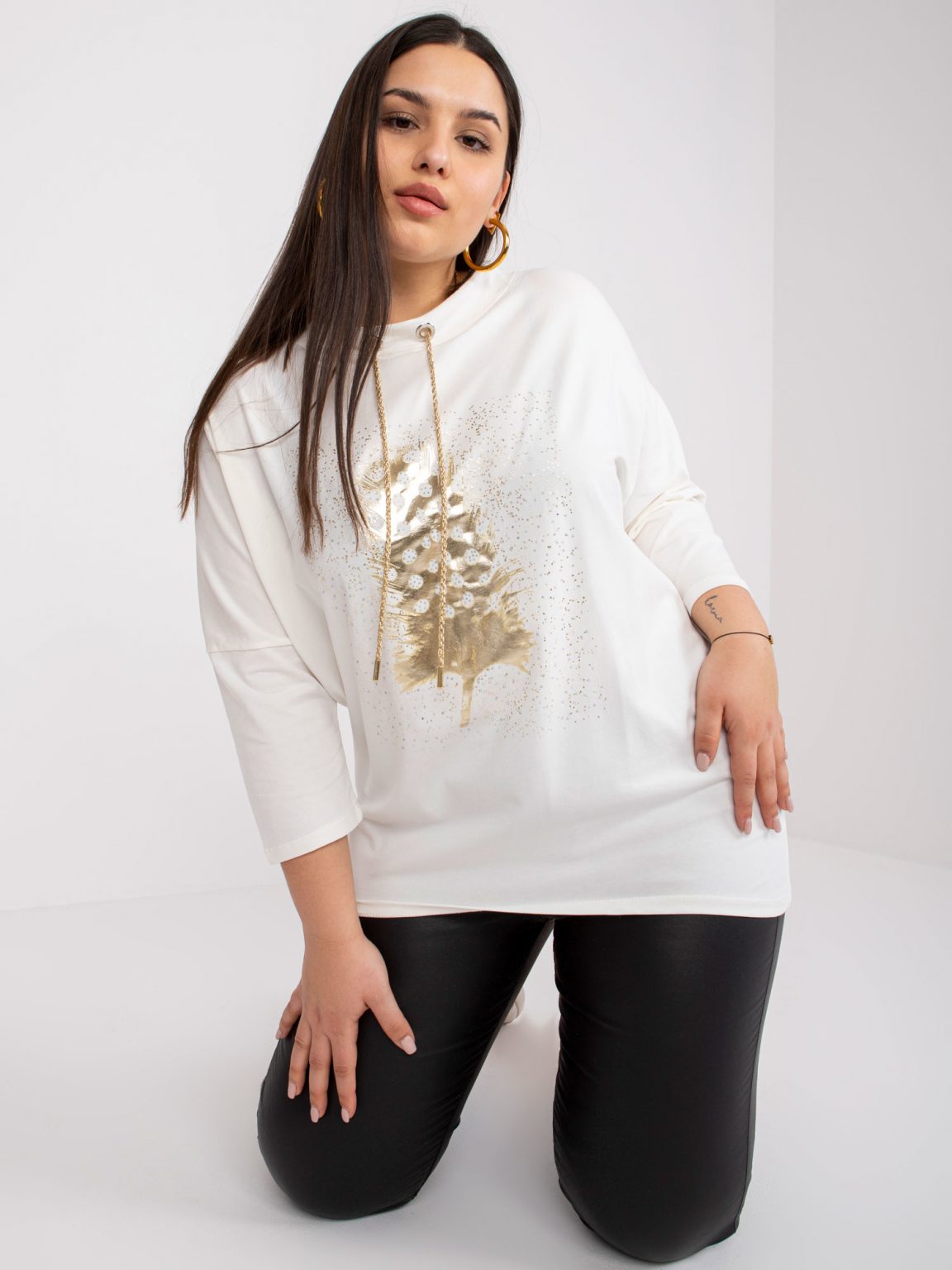 Ecru bawełniana bluzka plus size Manon