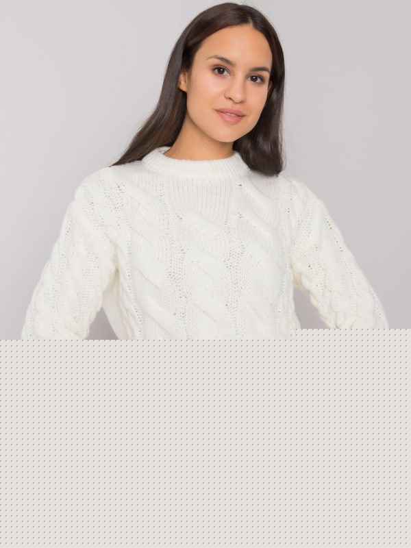 Ecru damski sweter w warkocze Florianna RUE PARIS