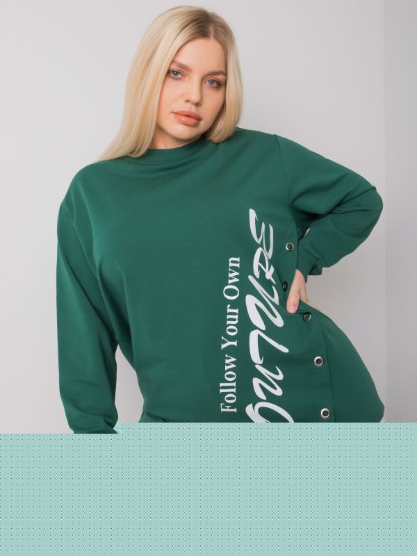 Ciemnozielona bluzka asymetryczna plus size Elfriede