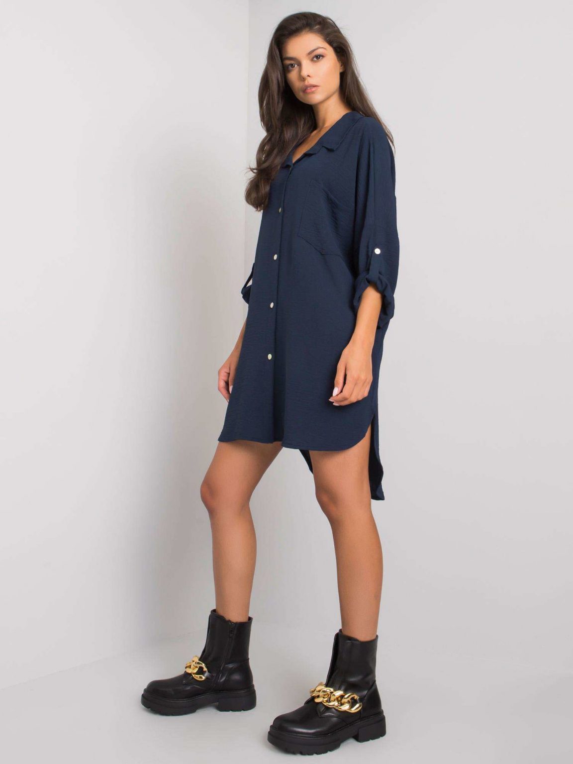 Granatowa sukienka oversize Elaria