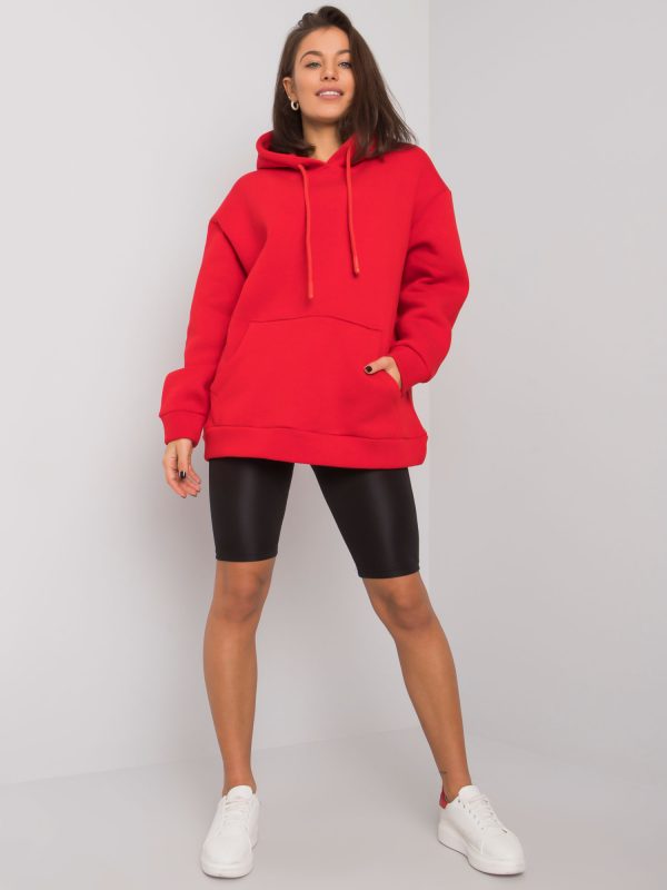 Czerwona dresowa bluza kangurka basic Biarritz
