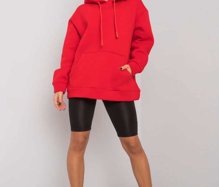 Hurtownia Czerwona dresowa bluza kangurka basic Biarritz
