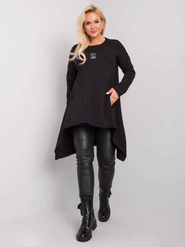 Czarna tunika plus size z kieszeniami Lara