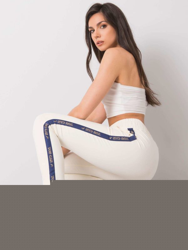 Ecru spodnie dresowe Leida FOR FITNESS