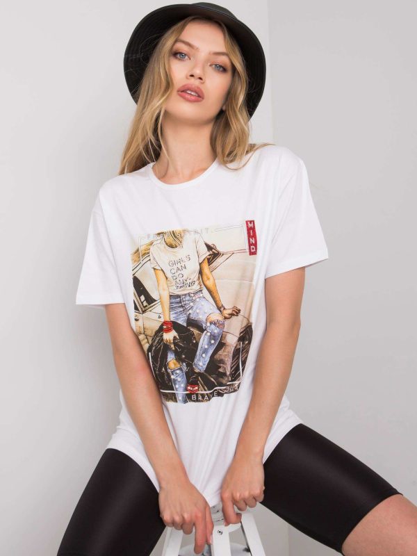 Biały t-shirt z nadrukiem Sandy