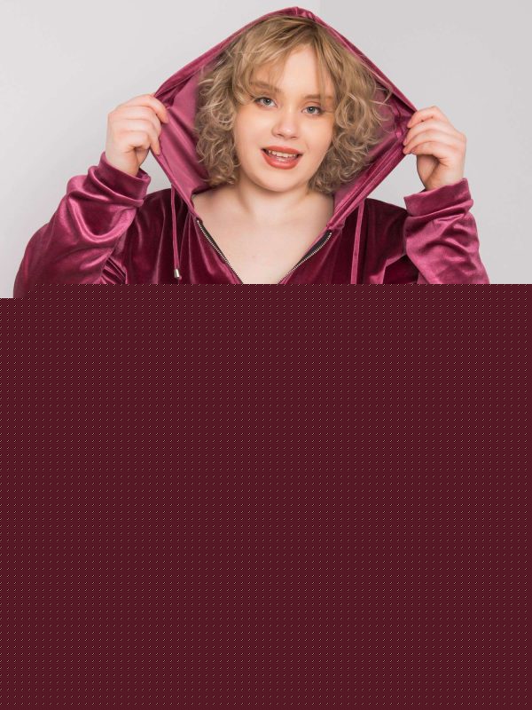 Brudnoróżowy komplet welurowy plus size Simona