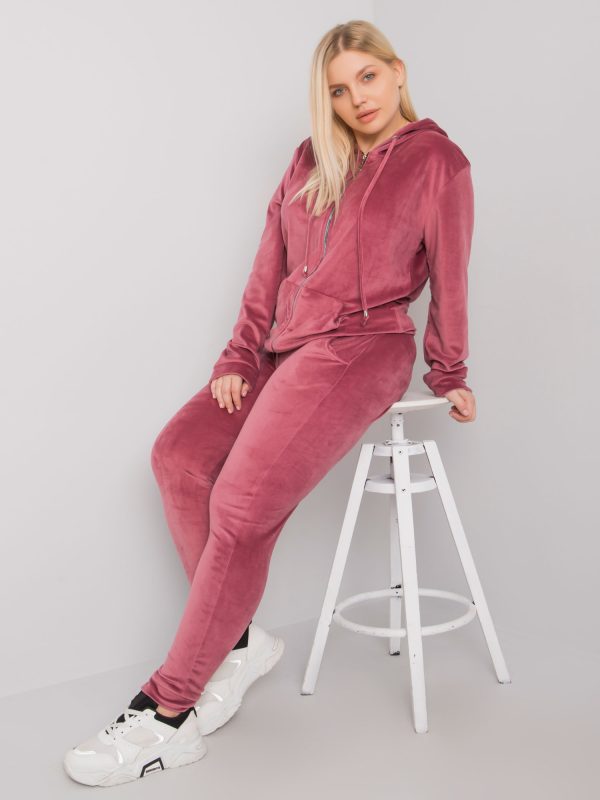 Ciemnoróżowy welurowy komplet plus size Michell