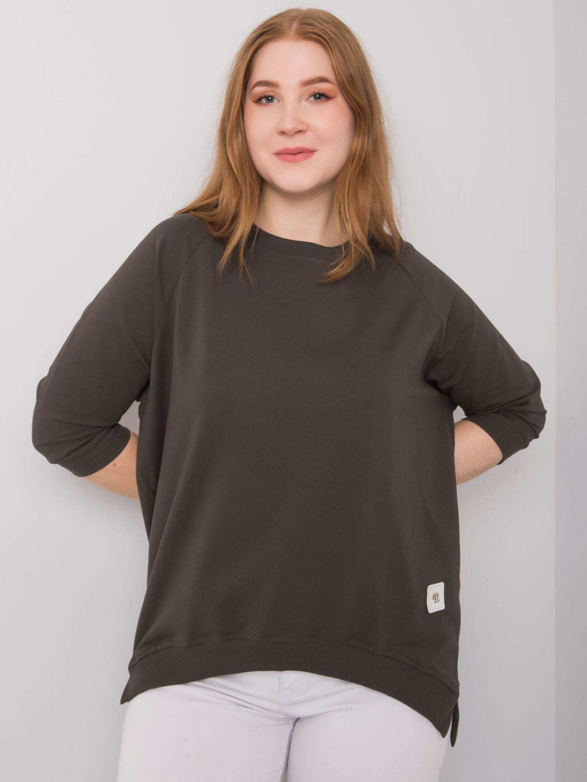 Ciemna khaki bawełniana bluza plus size Ninetta