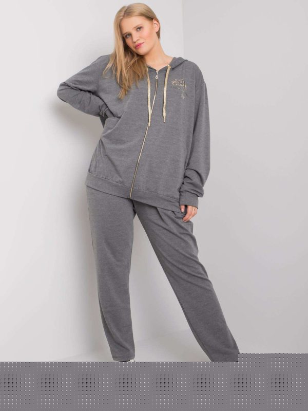 Ciemnoszary melanżowy dwuczęściowy komplet plus size Shaquand