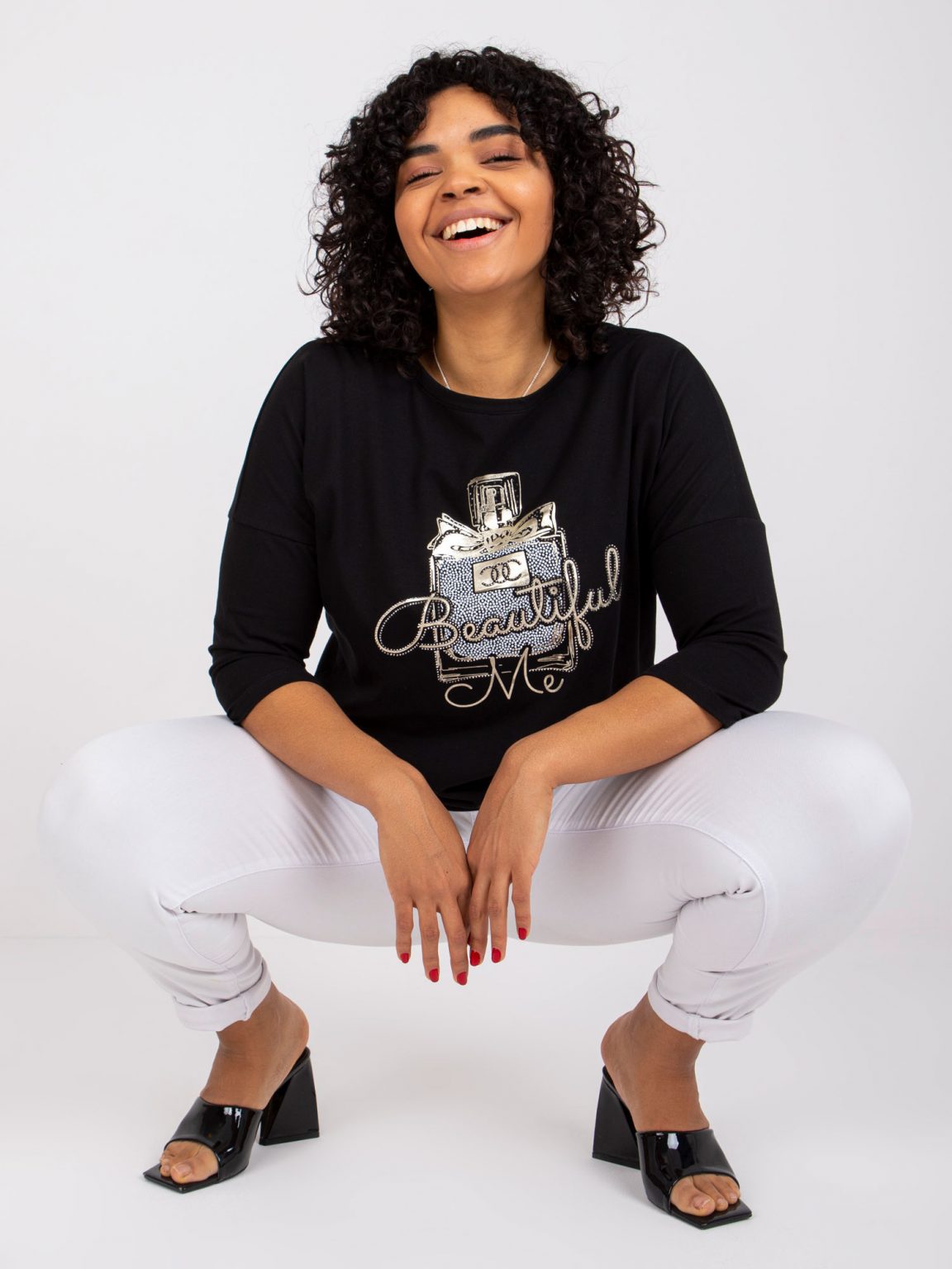 Czarna bluzka plus size bawełniana Vickey